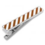 Varsity Stripes Burnt Orange and White Tie Clip.jpg
